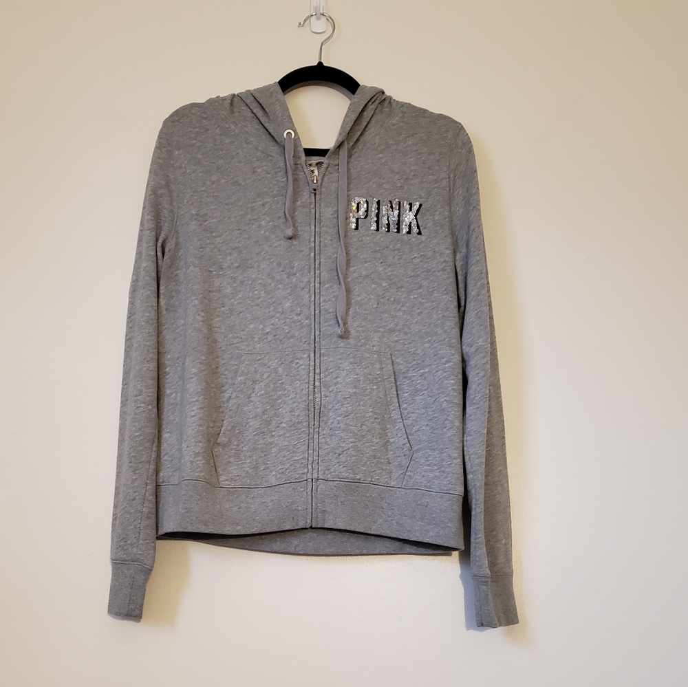 PINK Gray New York Zip up Size- Large